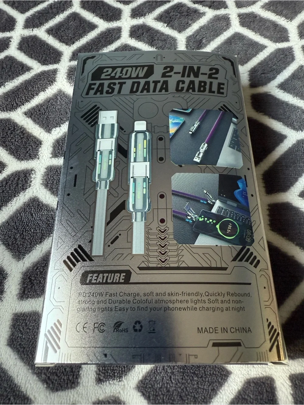 2-in-1 Fast Data Cable 24.0W – Gray